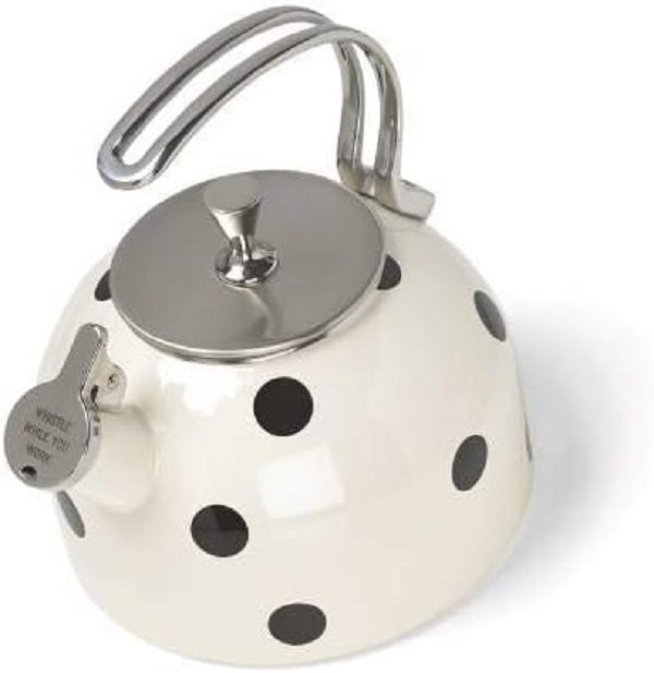 black and white tea kettle