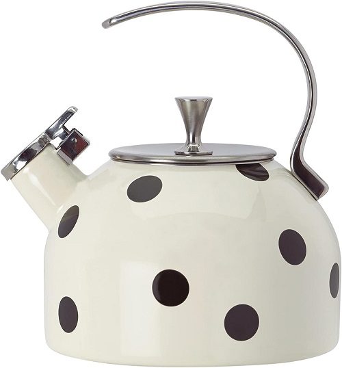 black and white tea kettle