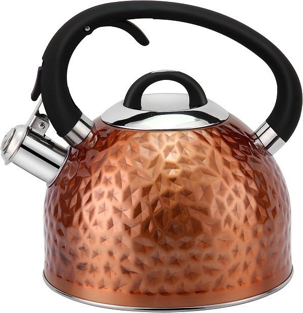 vintage copper tea kettle with porcelain handle