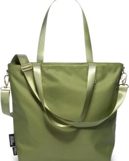 Simple Modern Tote-Bag for Women | Large Work-Laptop Tote-Bags with Zipper Top for-Travel, School, Teacher | Shoulder-Bag with Crossbody Strap and Pockets Water-Resistant | 22″ Olive