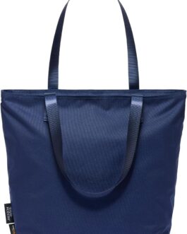 Simple Modern Tote Bag for Women | Large Work Shoulder Bag with Zipper Top and Water-Resistant Exterior for Travel, Gym and Pool with Pockets | 22″ Navy