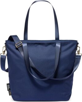 Simple Modern Tote-Bag for Women | Large Work-Laptop Tote-Bags with Zipper Top for-Travel, School, Teacher | Shoulder-Bag with Crossbody Strap and Pockets Water-Resistant | 22″ Navy